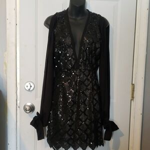Elegant Black Sequin  Dress